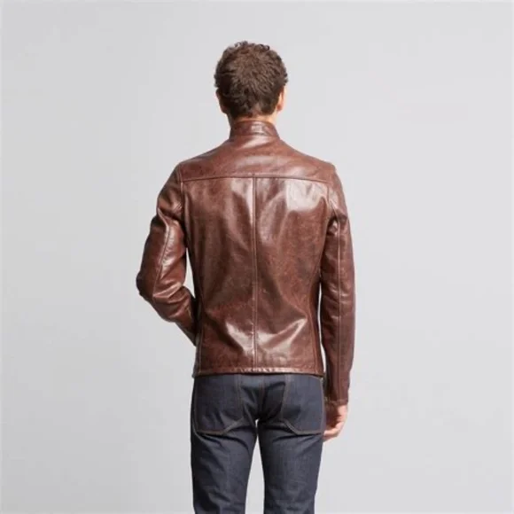 SCHOTT Vintaged Cowhide Café Racer Leather Jacket 654 XL - Picture 2 of 14
